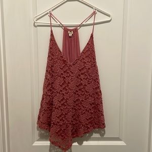 Lace front racerback tank